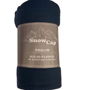 SnowCap Solid Fleece Throw Blanket - Navy